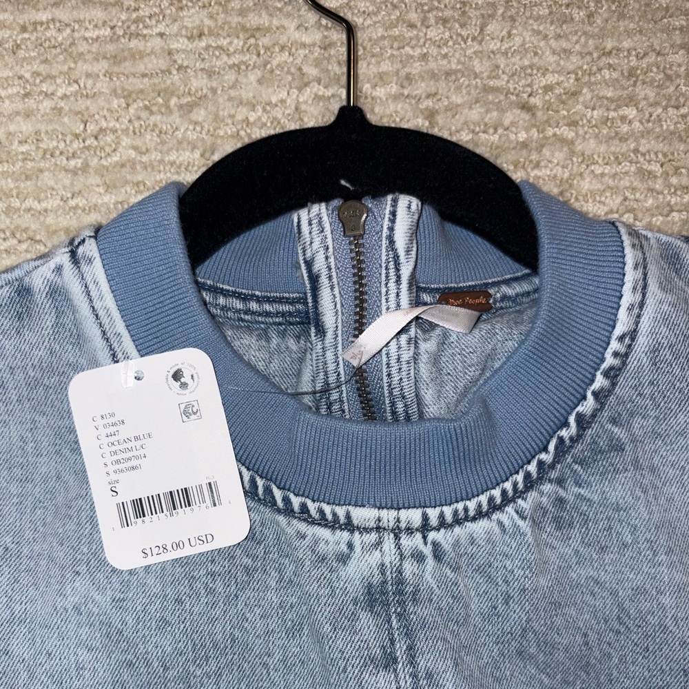 NWT Free People x We The Free Harlow Denim Mini Dress in Ocean Blue - Picture 10 of 14
